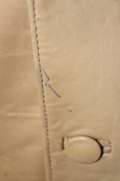Fantasia Mens Leather Jacket Brown Button Solid Size 44