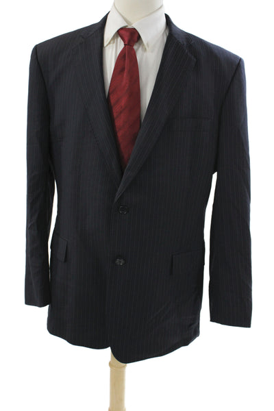 Brooks Brothers Mens Blue Wool Striped Blazer Button Big & Tall Size 46