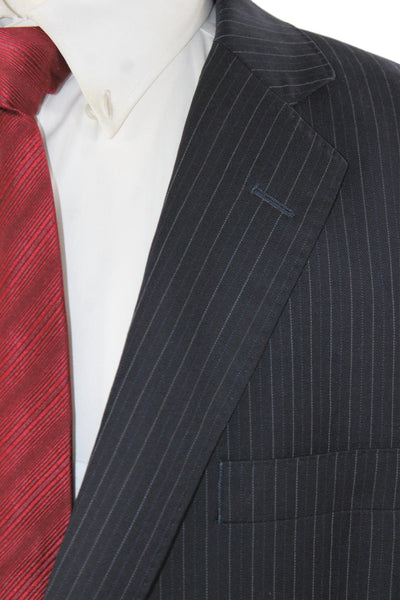 Brooks Brothers Mens Blue Wool Striped Blazer Button Big & Tall Size 46