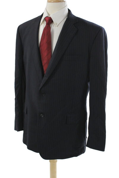 Brooks Brothers Mens Blue Wool Striped Blazer Button Big & Tall Size 46