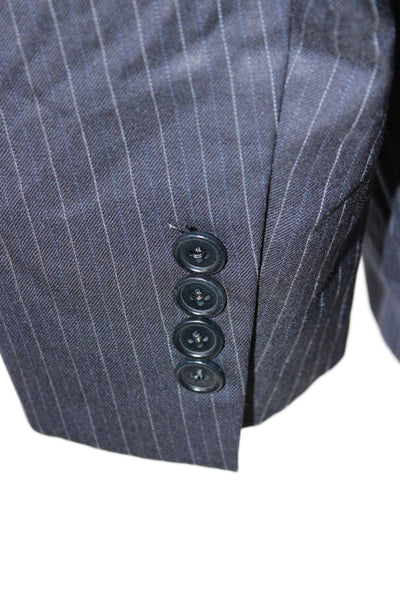 Brooks Brothers Mens Blue Wool Striped Blazer Button Big & Tall Size 46
