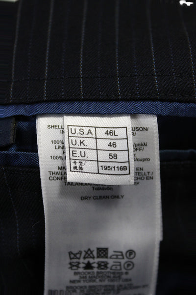 Brooks Brothers Mens Blue Wool Striped Blazer Button Big & Tall Size 46