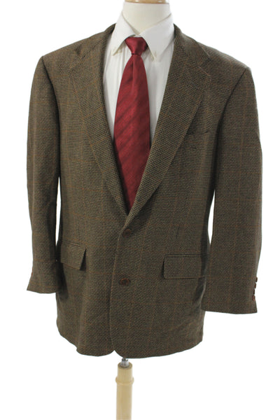 Southwick Mens Blazer Brown Plaid Rayon Button Size 44