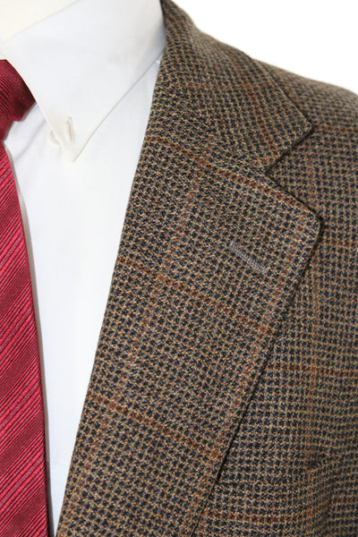 Southwick Mens Blazer Brown Plaid Rayon Button Size 44