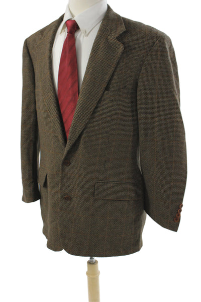 Southwick Mens Blazer Brown Plaid Rayon Button Size 44