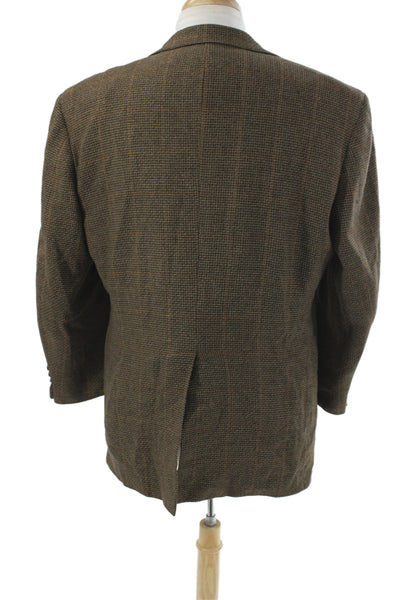 Southwick Mens Blazer Brown Plaid Rayon Button Size 44