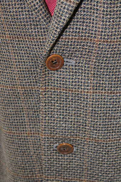Southwick Mens Blazer Brown Plaid Rayon Button Size 44