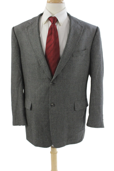 Hart Schaffner Marx Mens Gray Wool Check Blazer Size 46