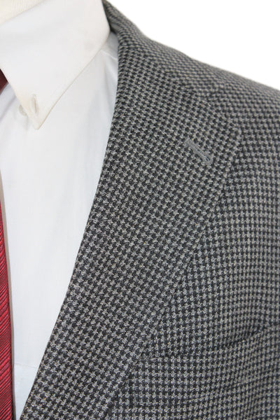 Hart Schaffner Marx Mens Gray Wool Check Blazer Size 46