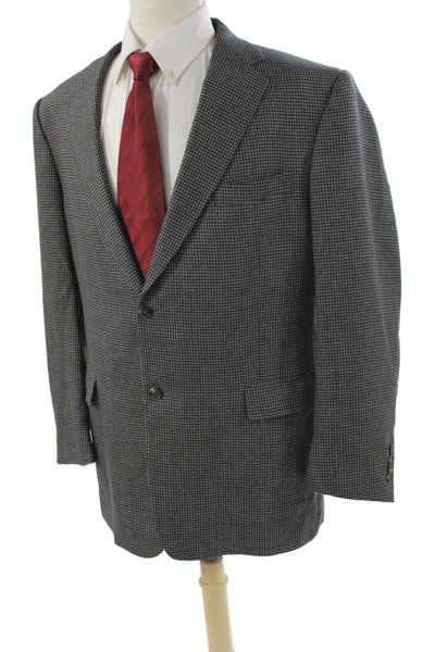 Hart Schaffner Marx Mens Gray Wool Check Blazer Size 46