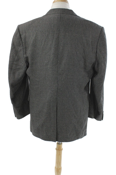 Hart Schaffner Marx Mens Gray Wool Check Blazer Size 46
