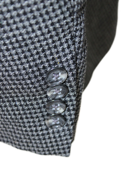 Hart Schaffner Marx Mens Gray Wool Check Blazer Size 46