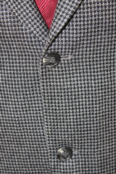 Hart Schaffner Marx Mens Gray Wool Check Blazer Size 46