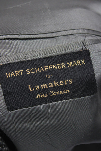 Hart Schaffner Marx Mens Gray Wool Check Blazer Size 46
