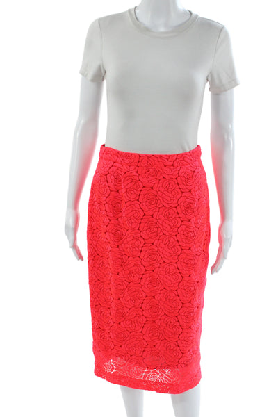 ALC Women Straight Pencil Skirt Red Floral Polyester Zip Size 6