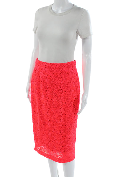 ALC Women Straight Pencil Skirt Red Floral Polyester Zip Size 6