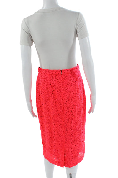 ALC Women Straight Pencil Skirt Red Floral Polyester Zip Size 6