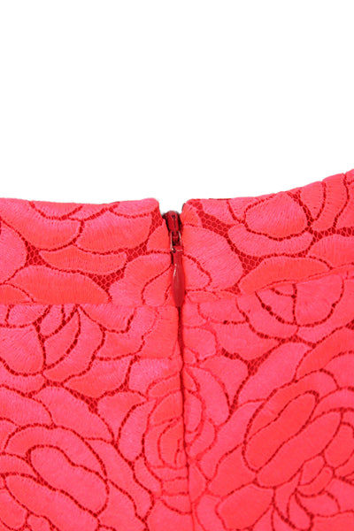 ALC Women Straight Pencil Skirt Red Floral Polyester Zip Size 6
