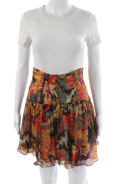 ALC Womens Multicolor Paisley Silk Mini Skirt Bohemian Style Size 6