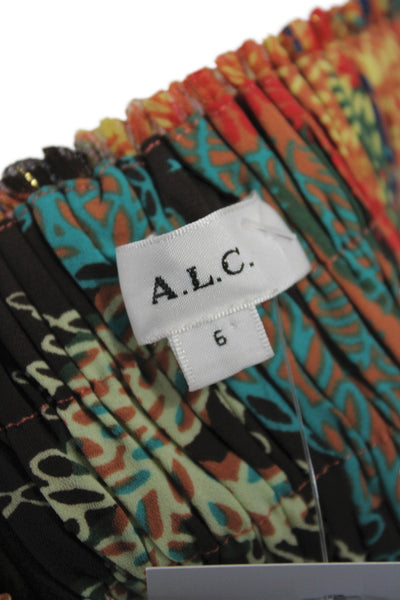 ALC Womens Multicolor Paisley Silk Mini Skirt Bohemian Style Size 6