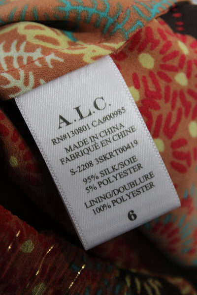 ALC Womens Multicolor Paisley Silk Mini Skirt Bohemian Style Size 6