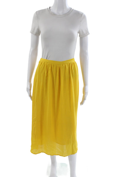 Derek Lam 10 Crosby Women A-Line Silk Skirt Yellow Long Zip Size 2