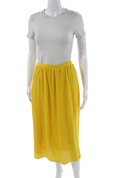 Derek Lam 10 Crosby Women A-Line Silk Skirt Yellow Long Zip Size 2