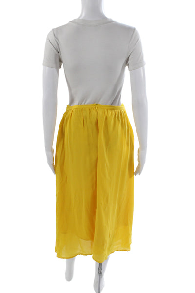 Derek Lam 10 Crosby Women A-Line Silk Skirt Yellow Long Zip Size 2