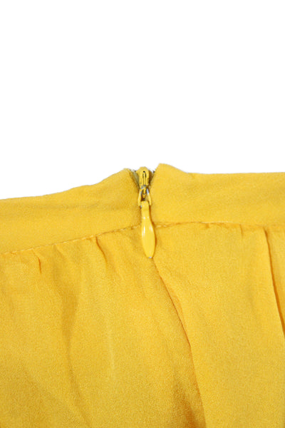 Derek Lam 10 Crosby Women A-Line Silk Skirt Yellow Long Zip Size 2