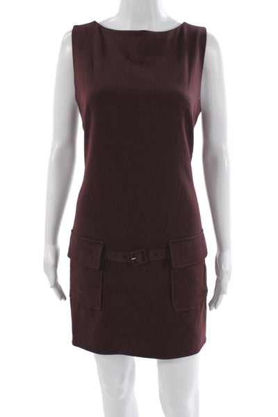 Staud Women Shift Dress Purple Sleeveless Boat Neck Short Size M