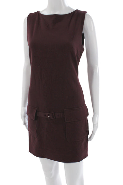 Staud Women Shift Dress Purple Sleeveless Boat Neck Short Size M
