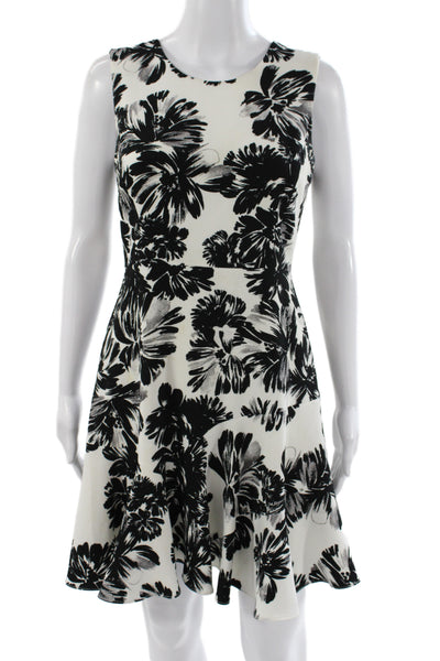 Rebecca Taylor Women Fit & Flare Black Floral Sleeveless Dress Size 4
