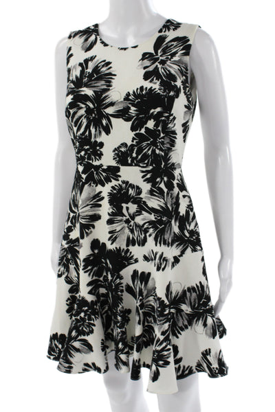 Rebecca Taylor Women Fit & Flare Black Floral Sleeveless Dress Size 4