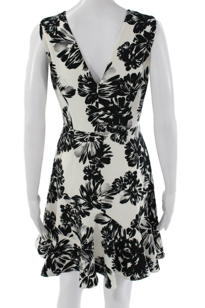 Rebecca Taylor Women Fit & Flare Black Floral Sleeveless Dress Size 4