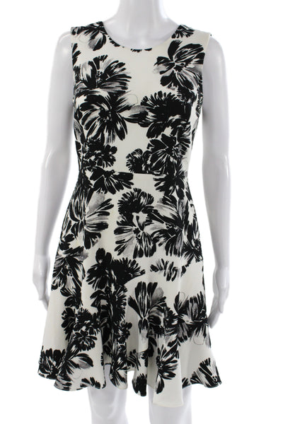 Rebecca Taylor Women Fit & Flare Black Floral Sleeveless Dress Size 4