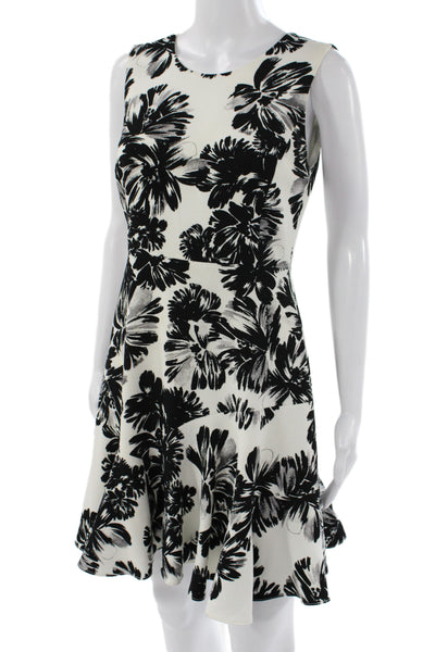 Rebecca Taylor Women Fit & Flare Black Floral Sleeveless Dress Size 4