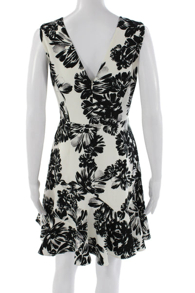Rebecca Taylor Women Fit & Flare Black Floral Sleeveless Dress Size 4