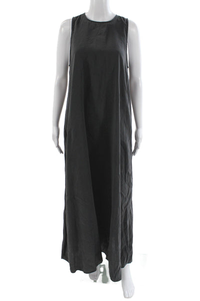 Zara Women Maxi Dress Black Sleeveless Round Neck 83% Modal Size M