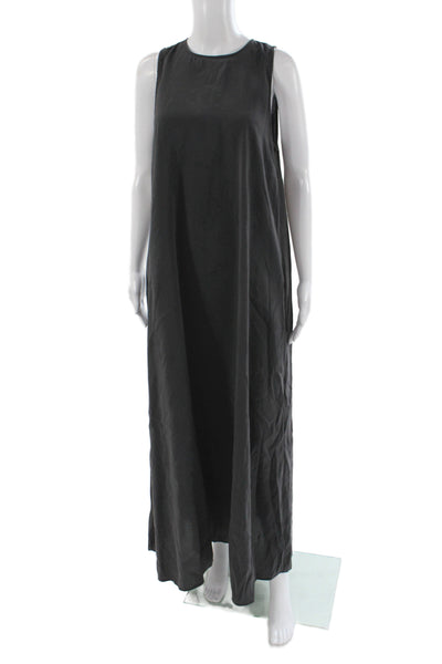 Zara Women Maxi Dress Black Sleeveless Round Neck 83% Modal Size M