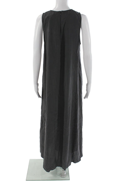 Zara Women Maxi Dress Black Sleeveless Round Neck 83% Modal Size M