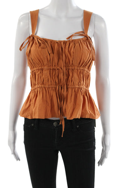 Ulla Johnson Women Orange Sleeveless Camisole Square Neck Cotton Tie Size S