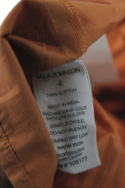 Ulla Johnson Women Orange Sleeveless Camisole Square Neck Cotton Tie Size S