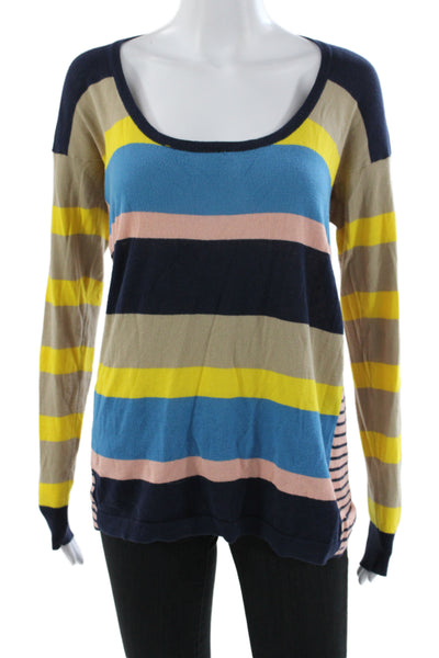 Marc By Marc Jacobs Womens Pullover Sweater Beige Scoop Neck Striped Size S