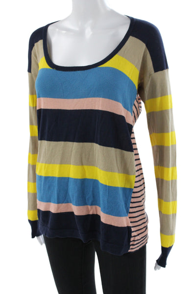 Marc By Marc Jacobs Womens Pullover Sweater Beige Scoop Neck Striped Size S