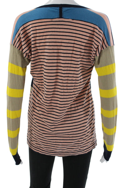 Marc By Marc Jacobs Womens Pullover Sweater Beige Scoop Neck Striped Size S