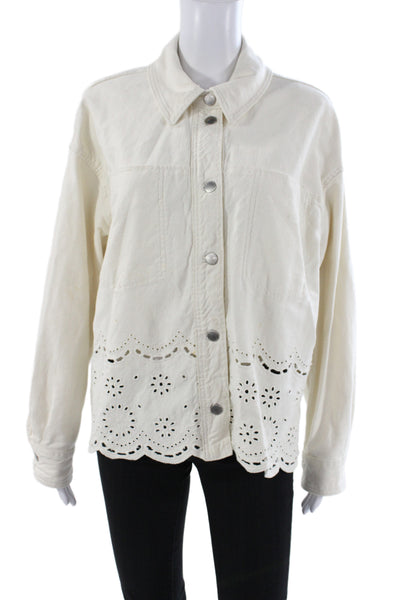 Zara Womens Basic Jacket Ivory Snap Long Sleeve Unlined Boho Size M
