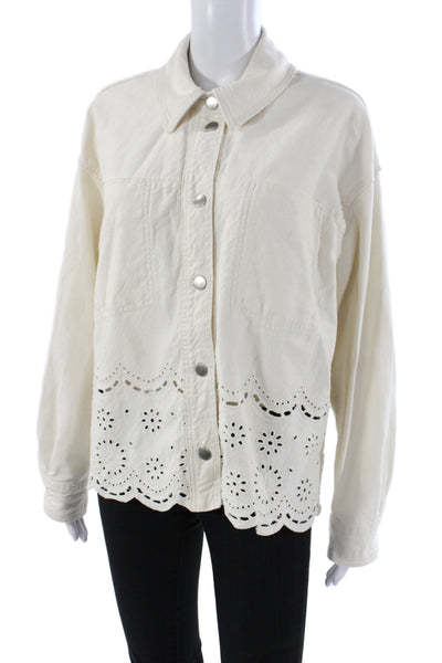 Zara Womens Basic Jacket Ivory Snap Long Sleeve Unlined Boho Size M