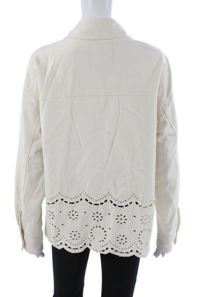 Zara Womens Basic Jacket Ivory Snap Long Sleeve Unlined Boho Size M