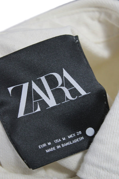 Zara Womens Basic Jacket Ivory Snap Long Sleeve Unlined Boho Size M