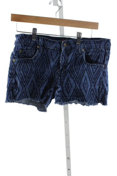7 For All Mankind Womens Cut-Off Argyle Blue Shorts Size 29